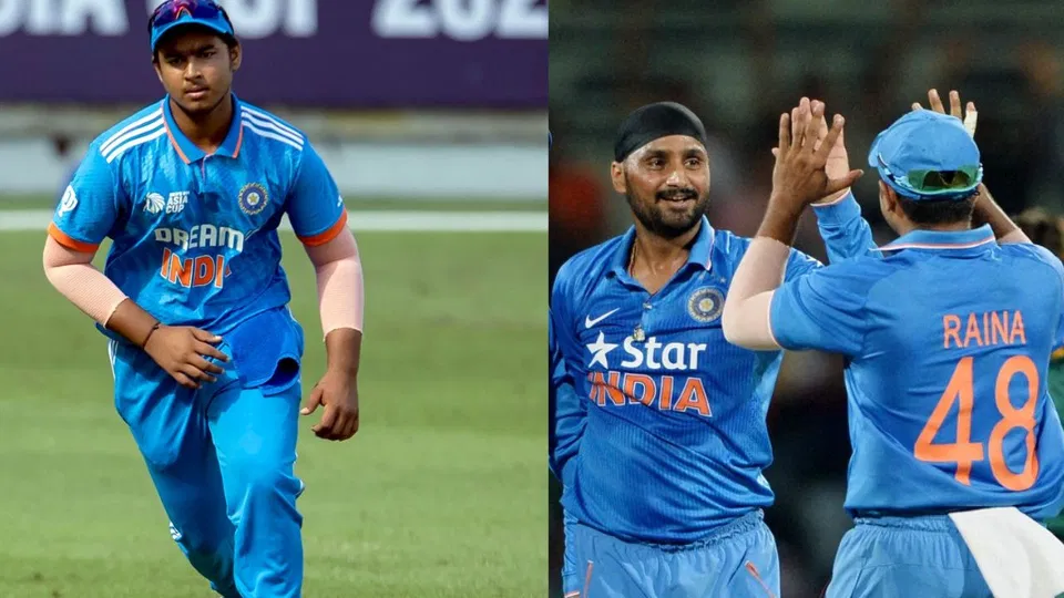 Vaibhav Sooryavanshi and Harbhajan Singh, Suresh Raina [Source: AFP]